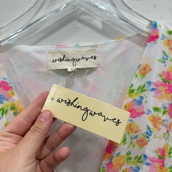 Wishing Waves Floral Smocked Peplum Balloon Sleeve Top Blouse Size XL - Picture 5 of 7